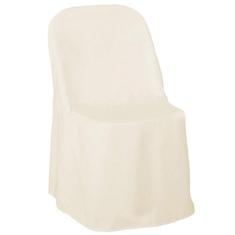 Lann's Linens 10 Wedding/Party Folding Chair Covers - Polyester Cloth - Ivory Image