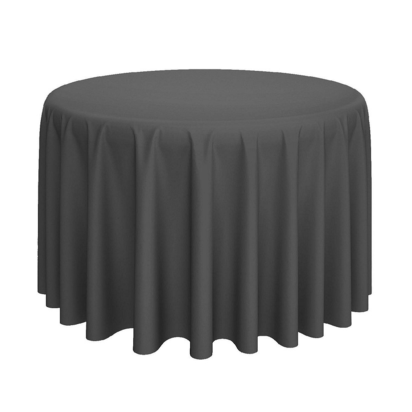 Lann's Linens 132" Round Wedding Banquet Polyester Fabric Tablecloth - Dark Gray Image