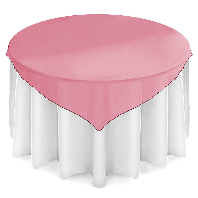 Lann's Linens 5 Organza Overlay Table Toppers 72" Square Wedding Tablecloth Covers- Burgundy Image