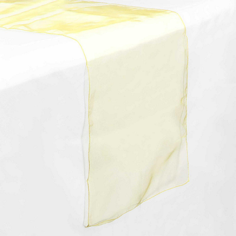 Lann's Linens 5 Organza Sheer 14" x 108" Long Wedding Dining Room Table Runners - Yellow Image