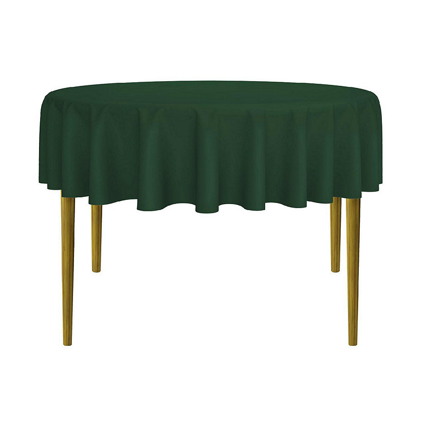 Lann's Linens 5 Pack 70" Round Wedding Banquet Polyester Fabric Tablecloths - Hunter Green Image