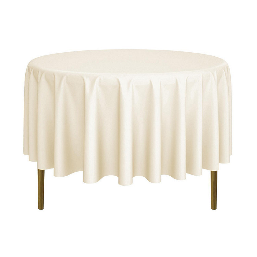 Lann's Linens 5 Pack 90" Round Wedding Banquet Polyester Fabric Tablecloths - Ivory Image