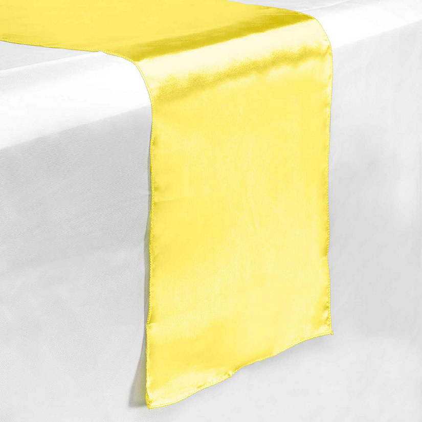 Lann's Linens 5 Satin 12" x 108" Long Wedding Dining Room Table Runners - Yellow Image