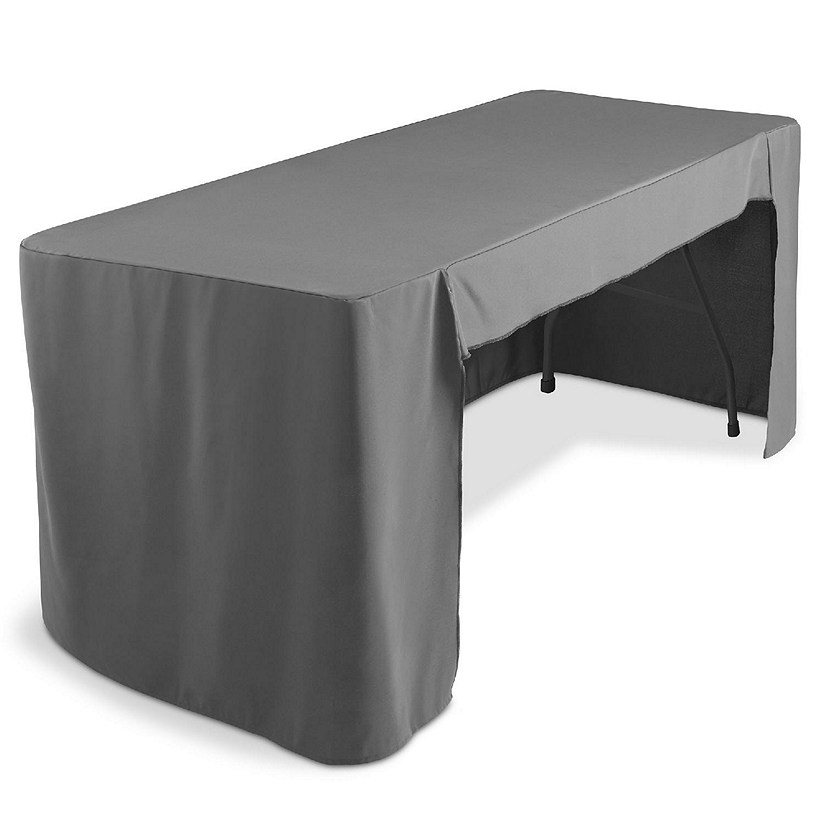 Lann's Linens 6' Fitted Tablecloth Cover with Open Back for Trade Show/Banquet/DJ Table, Gray Image