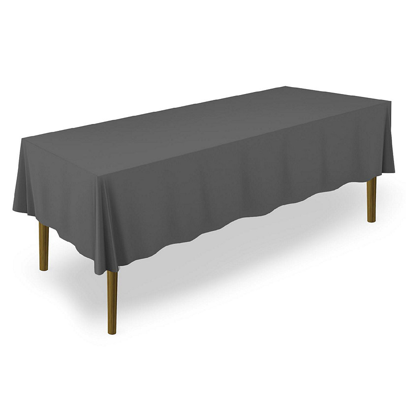 Lann's Linens 60" x 102" Rectangular Wedding Banquet Polyester Fabric Tablecloth - Dark Gray Image