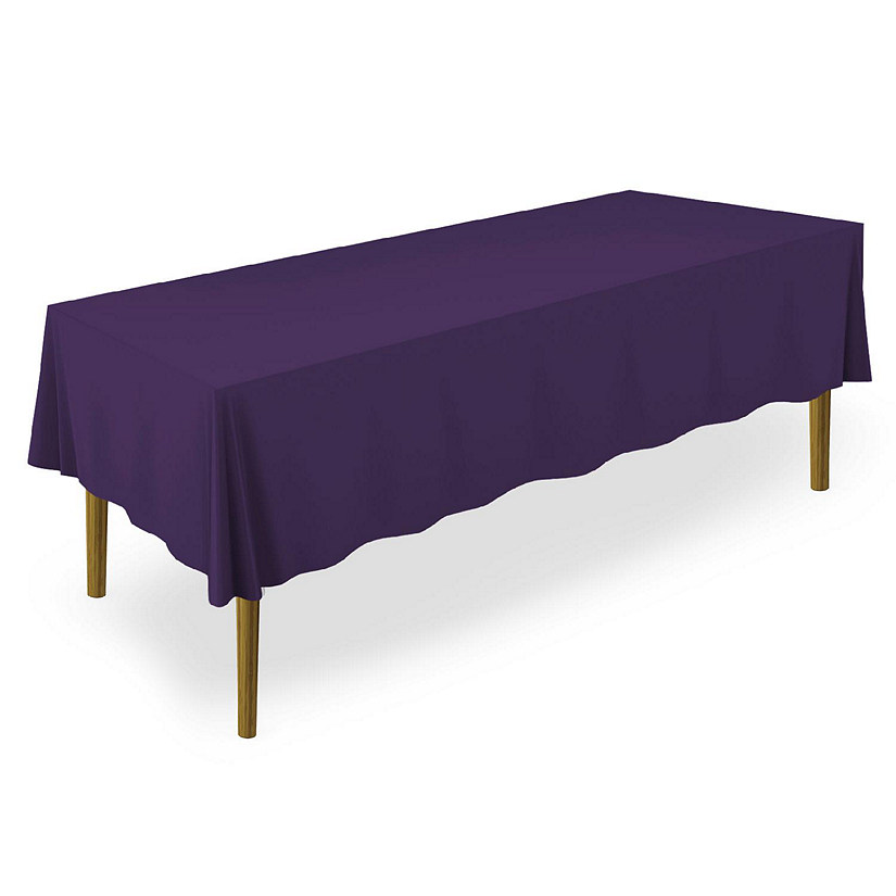Lann's Linens 60" x 102" Rectangular Wedding Banquet Polyester Fabric Tablecloth - Purple Image