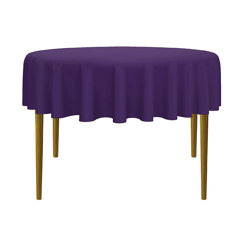Lann's Linens 70" Round Wedding Banquet Polyester Fabric Tablecloth - Purple Image
