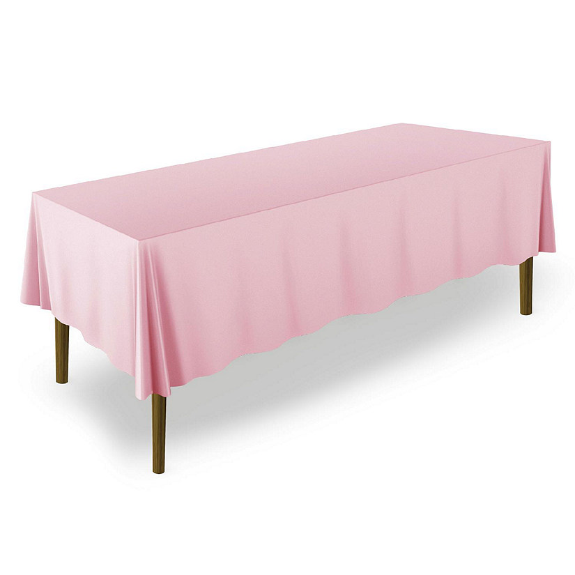 Lann's Linens 70" x 120" Rectangular Wedding Banquet Polyester Fabric Tablecloth - Pink Image