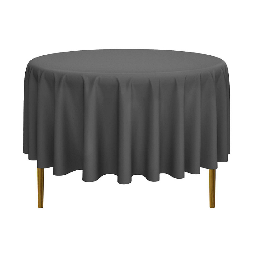 Lann's Linens 90" Round Wedding Banquet Polyester Fabric Tablecloth - Dark Gray Image