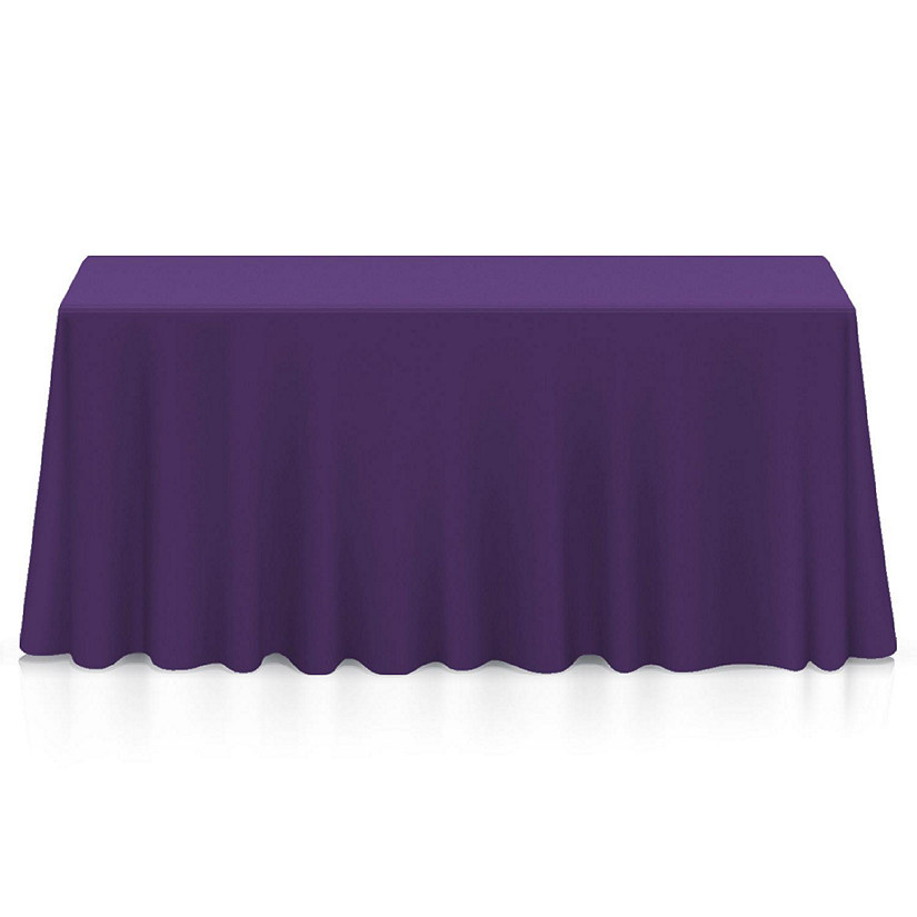 Lann's Linens 90" x 156" Rectangular Wedding Banquet Polyester Fabric Tablecloth - Purple Image