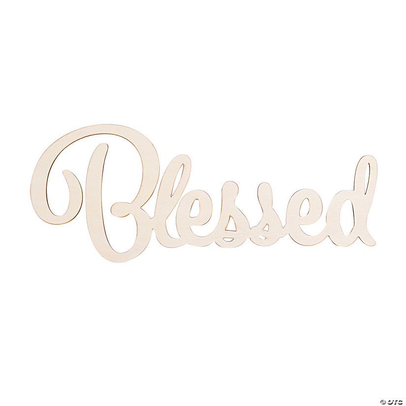 Large DIY Unfinished Wood Blessed Word Cutout Image