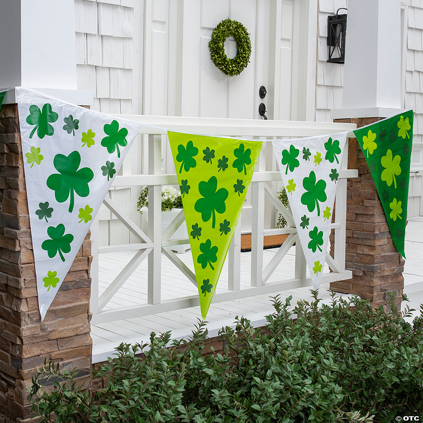 Large St. Patrick&#8217;s Day Clovers Plastic Pennant Banner  Image