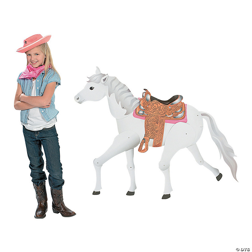 Large White Horse Jointed Cutout Image