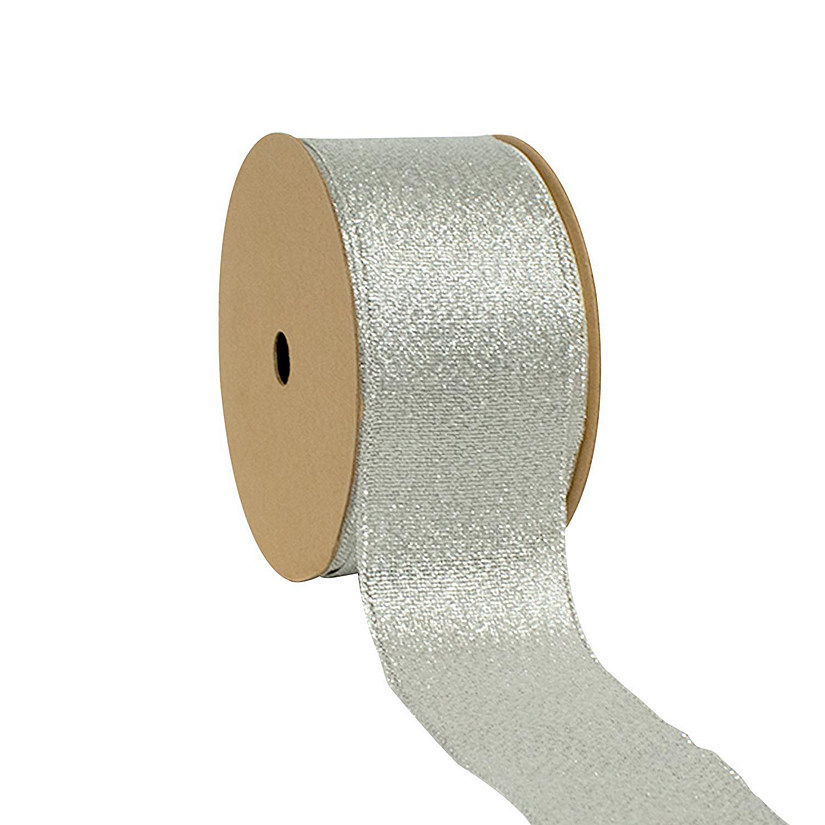LaRibbons 1 1/2" Silver Metallic Taffeta Ribbon-25 Yard Roll Image