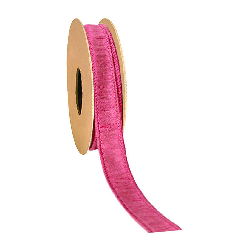 LaRibbons 1" Wired Dupioni Ribbon - Hot Pink - 10 Yard Roll Image