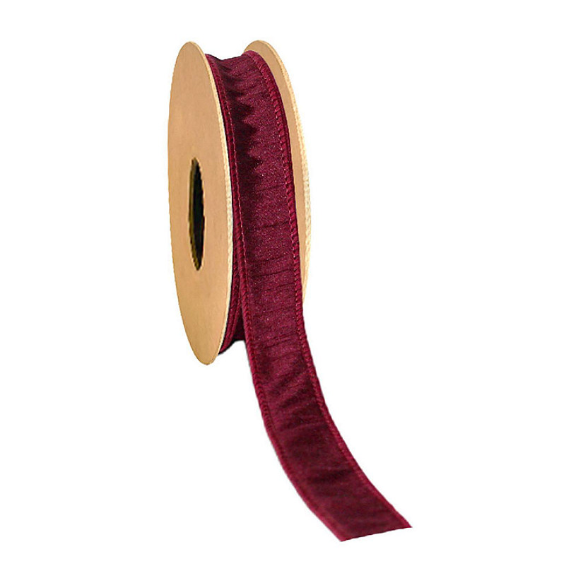 LaRibbons 1" Wired Dupioni Ribbon - Wine - 10 Yard Roll Image