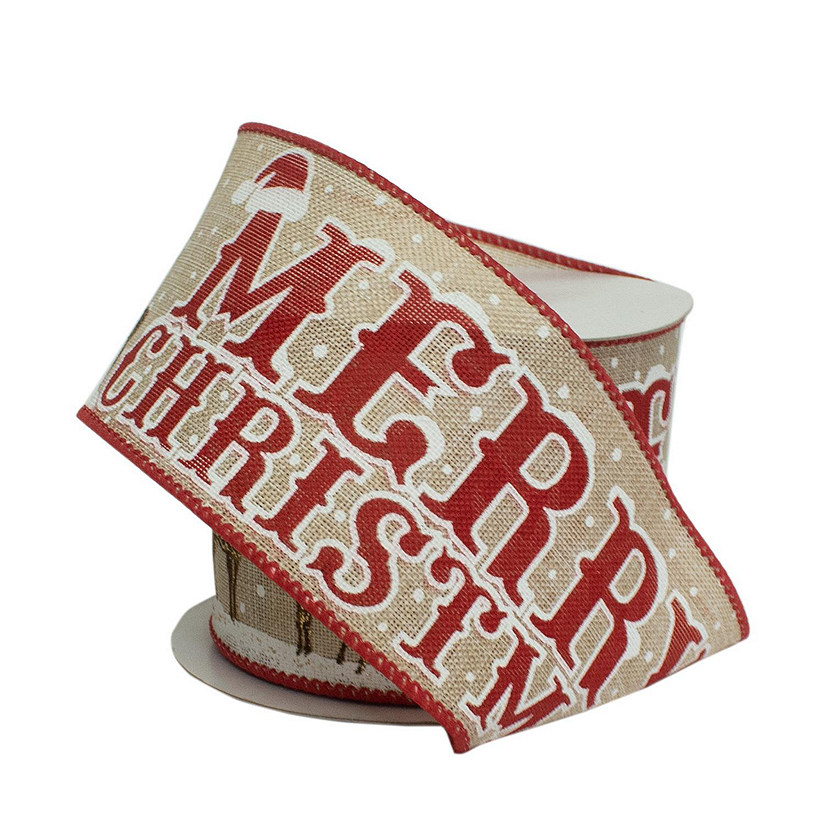 LARIBBONS 2 1/2" MERRY CHRISTMAS WIRED RIBBON Image