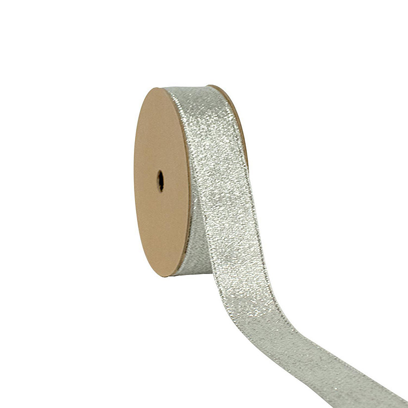 LaRibbons 3/8" Silver Metallic Taffeta Ribbon-25 Yard Roll Image