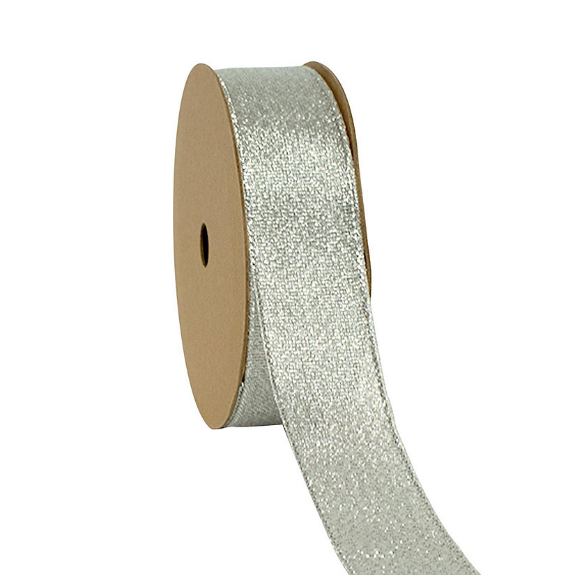LaRibbons 7/8" Silver Metallic Taffeta Ribbon-25 Yard Roll Image