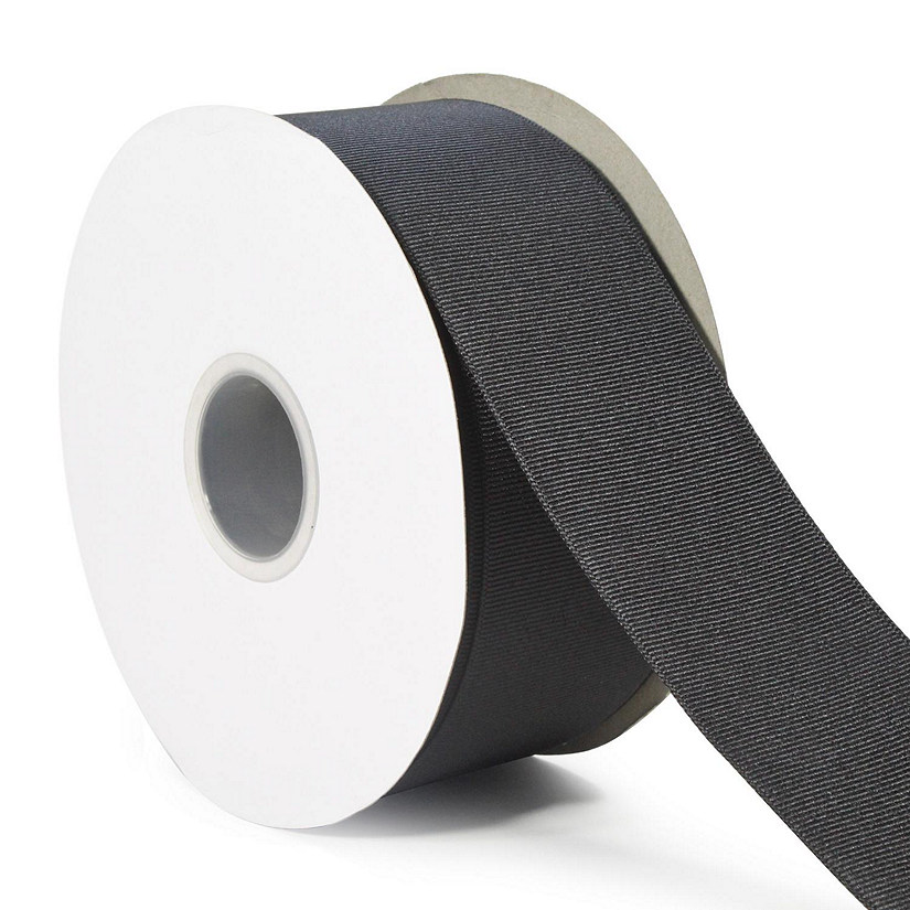 LaRibbons and Crafts 2 1/4" 50yds Premium Textured Grosgrain Ribbon -Black Image
