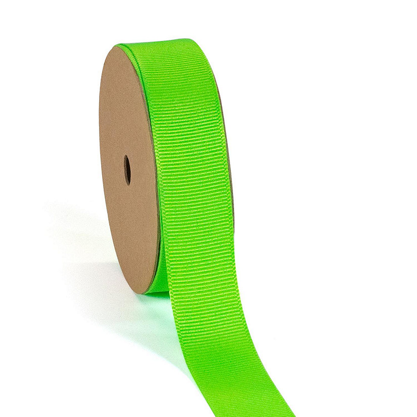 LaRibbons and Crafts 7/8" 100 yds Premium Textured Grosgrain Ribbon - New Neon Green Image