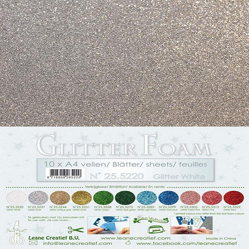 Leane Creatief 10 Glitter Foam Sheets A4 - Silver Image