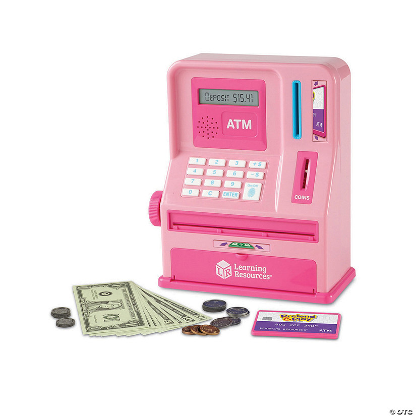 Learning Resources Pretend and Play&#174; Teaching ATM  Bank - Pink Image