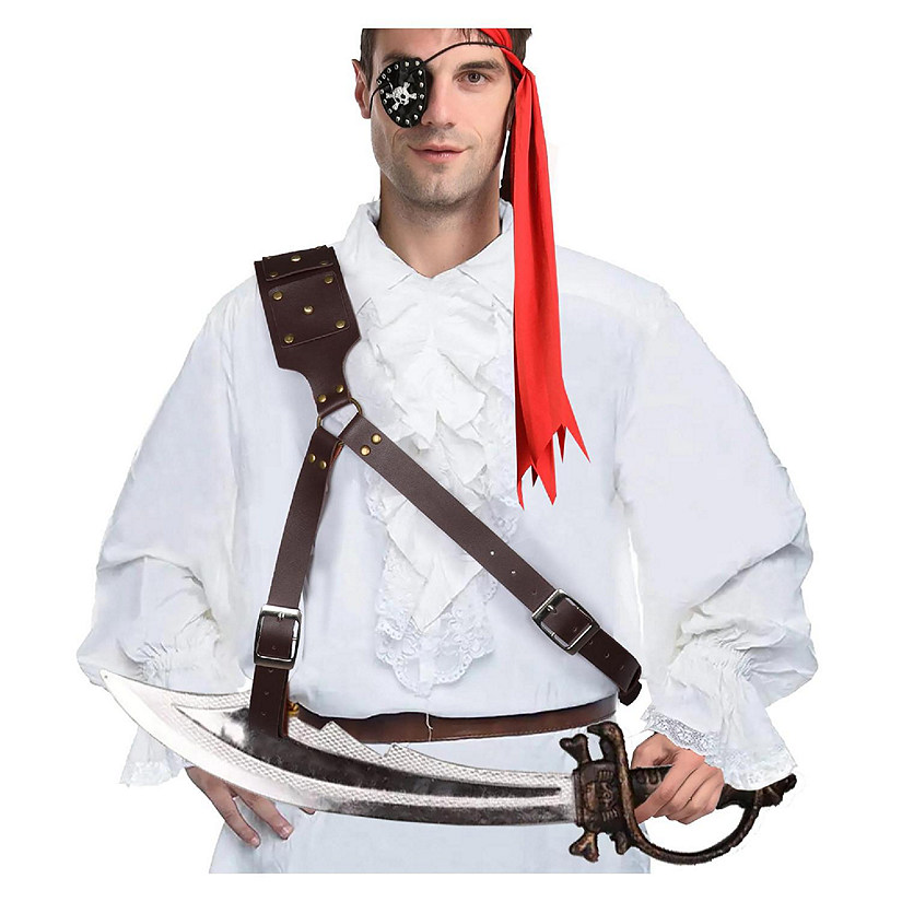 Leatherlike Backstrap Sword Holder Adult Costume Accessory  Lace Up Image