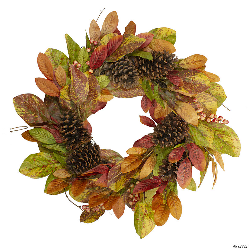 Leaves and Berries Twig Artificial Thanksgiving Wreath - 26-Inch  Unlit Image