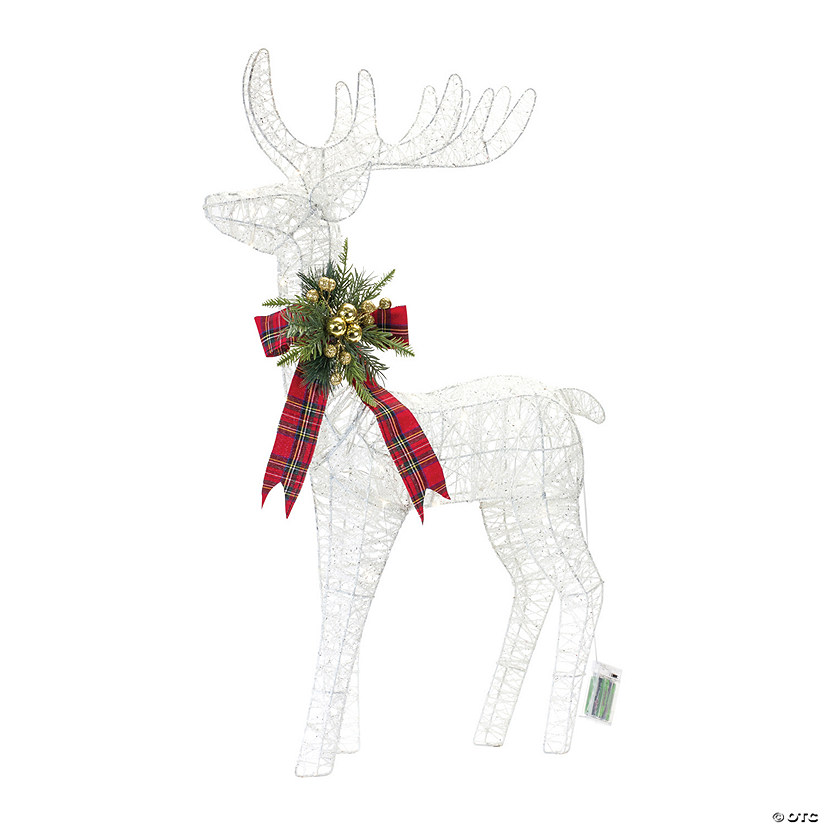 Led Lighted Holiday Deer 18.5"L X 34"H Cotton String 3 Aa Batteries, Not Included Image