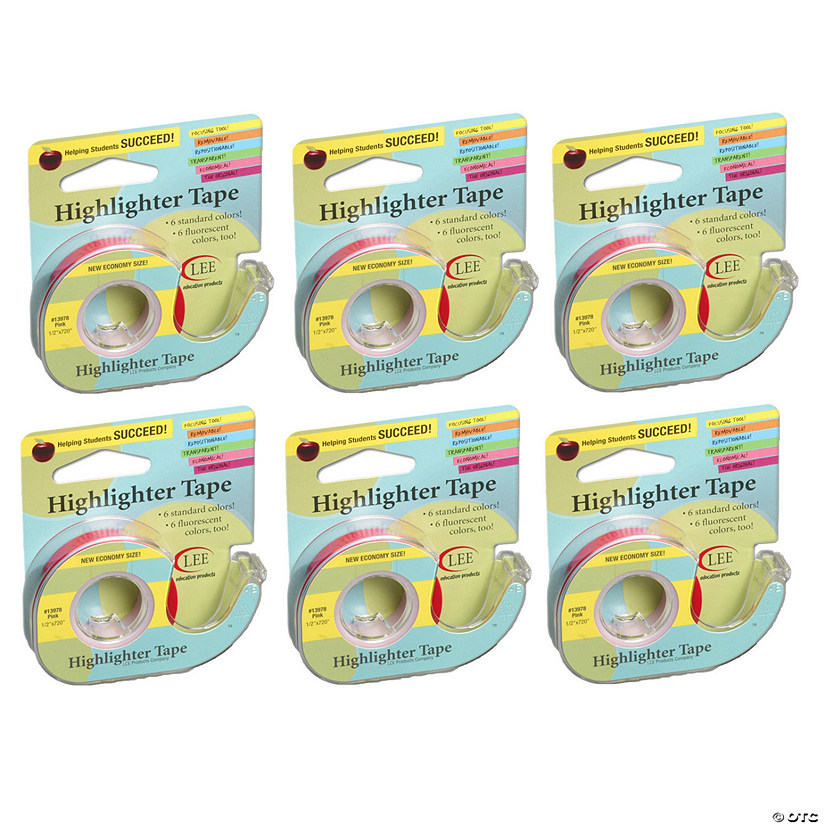 Lee Products Removable Highlighter Tape, Pink, Pack of 6 Image