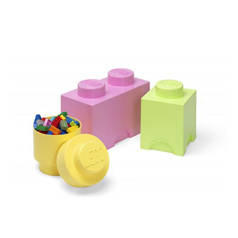 LEGO 3-Piece Storage Brick Set  Yellow Green  Light Purple Image