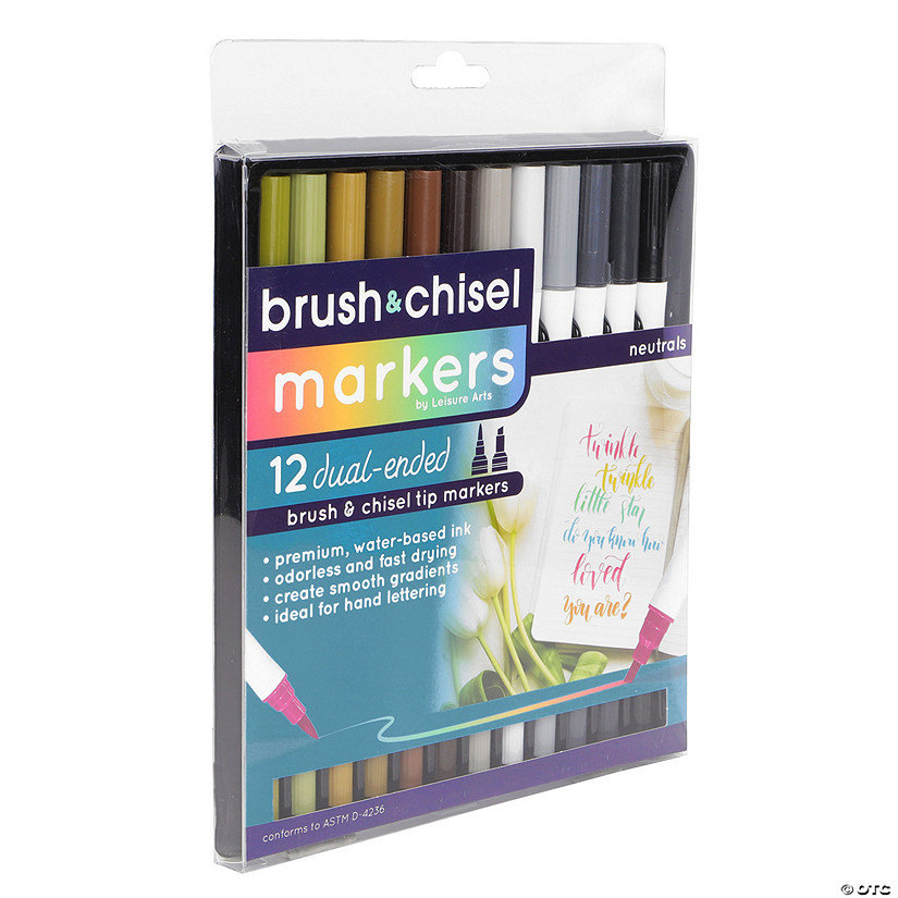 Leisure Arts Dual Ended Markers, Brush & Chisel Neutrals - 12pc Image