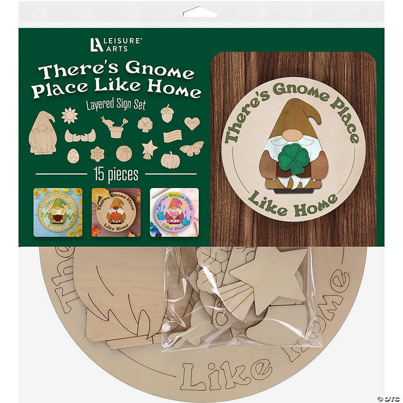 Leisure Arts Wood Garden Layered Sign Set Gnome Place Like Home Image