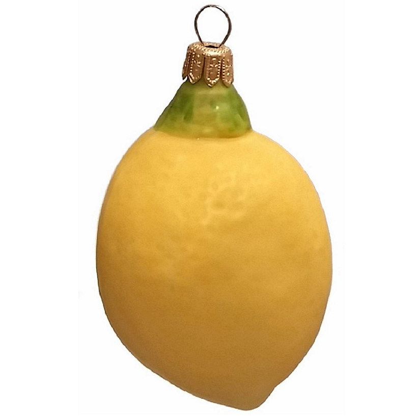 Lemon Citrus Fruit Polish Blown Glass Christmas Ornament Holiday Decoration Image