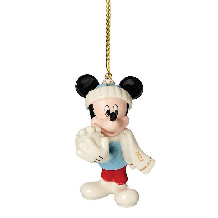 Lenox 2022 Mickey Mouse Snow Games Porcelain Christmas Tree Ornament 3.75 Inch Image