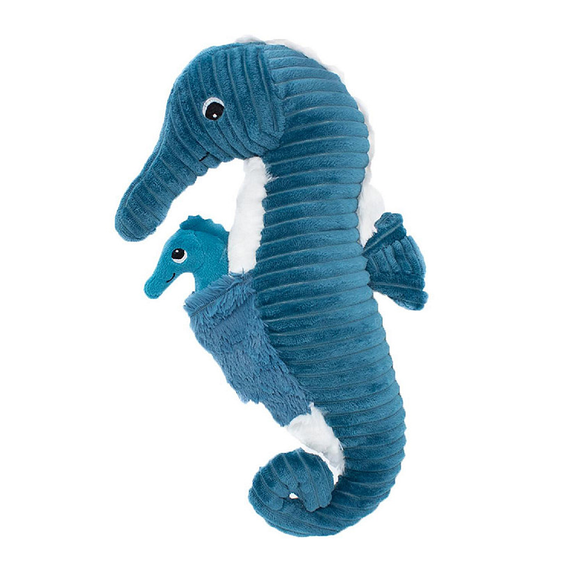 Les Deglingos Ptipotos Papadou the Seahorse & Baby Plush  Blue Image