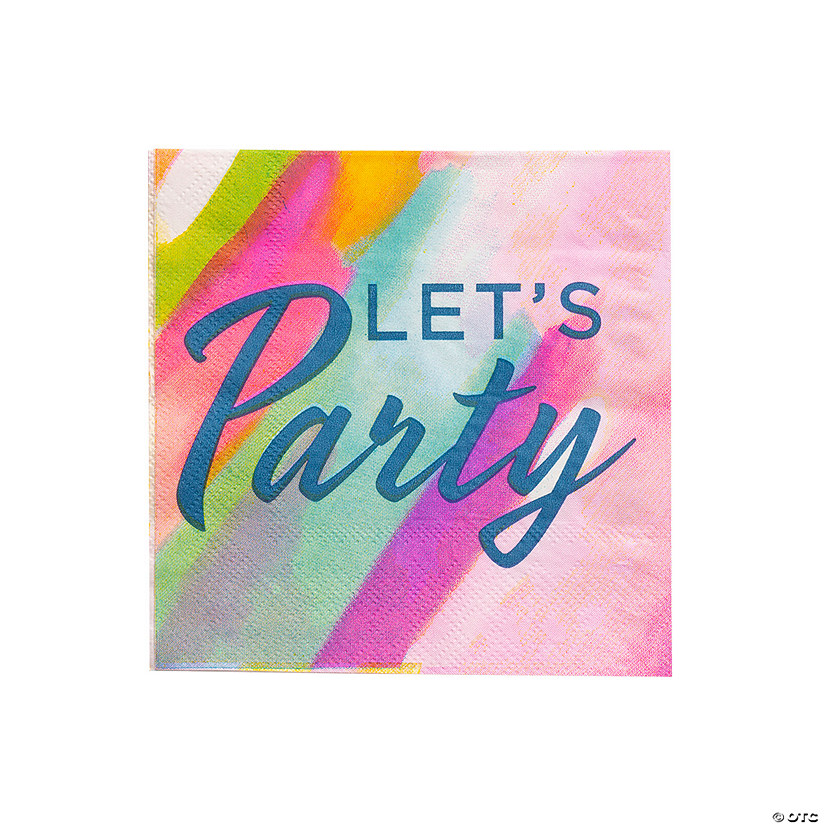 Let&#8217;s Party Pastel Watercolor Beverage Napkins - 16 Pc. Image