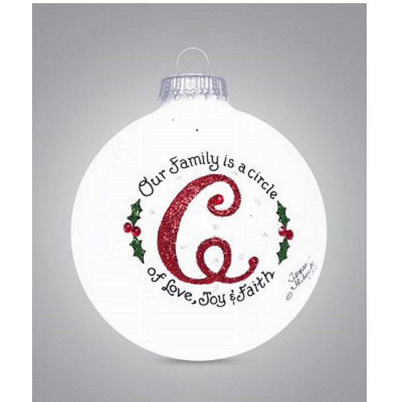 Letter C Our Family is a Circle of Love Monogram Glass Ball Christmas Ornament Image