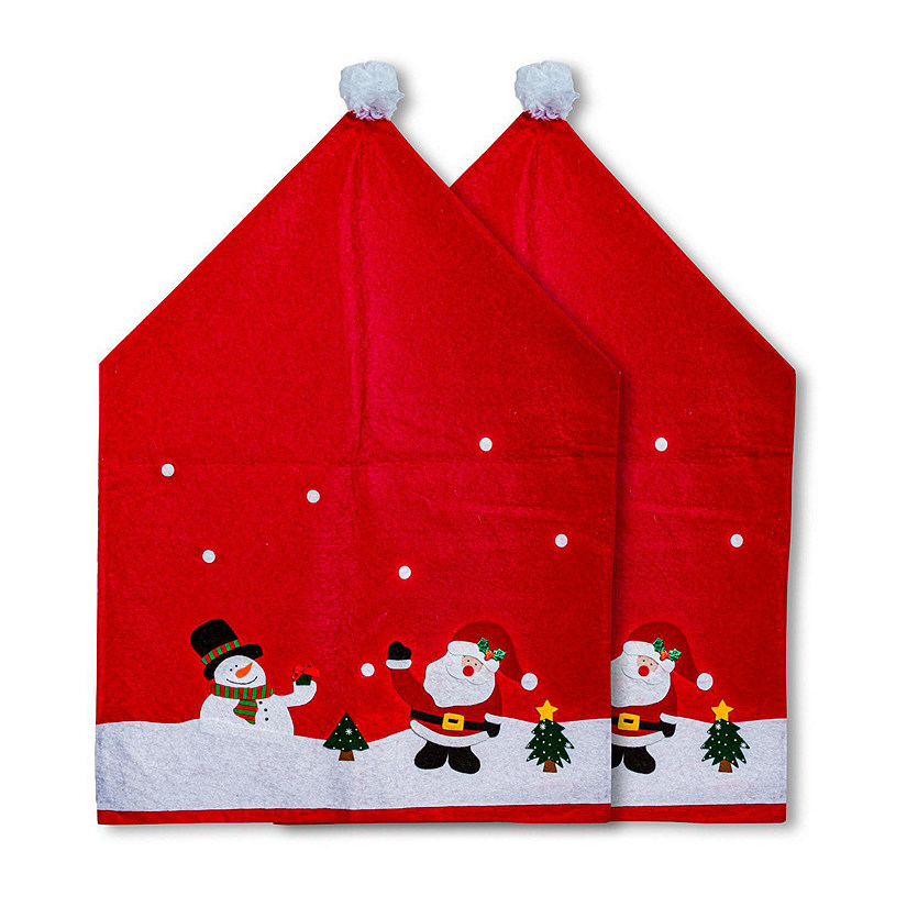 Lexi Home 2-Piece Santa and Friends Christmas Chair Cover Set Image