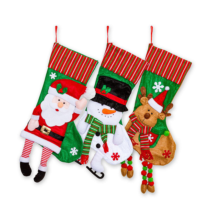 Lexi Home 3-Piece 3D Hanging Legs Christmas Stockings Image