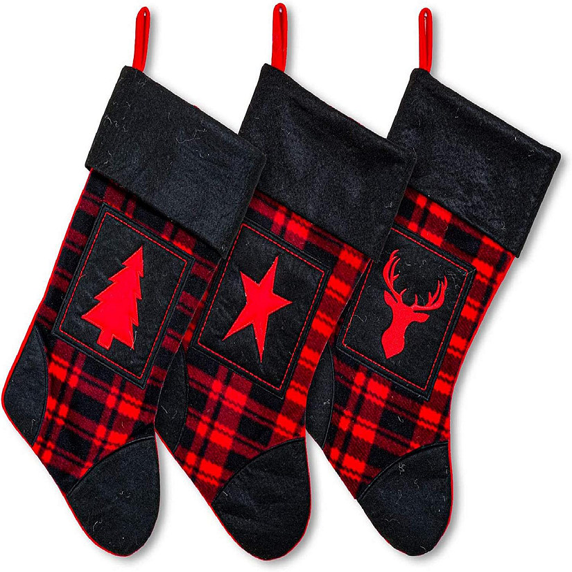 Lexi Home 3-Piece Buffalo Plaid Christmas Stockings Image