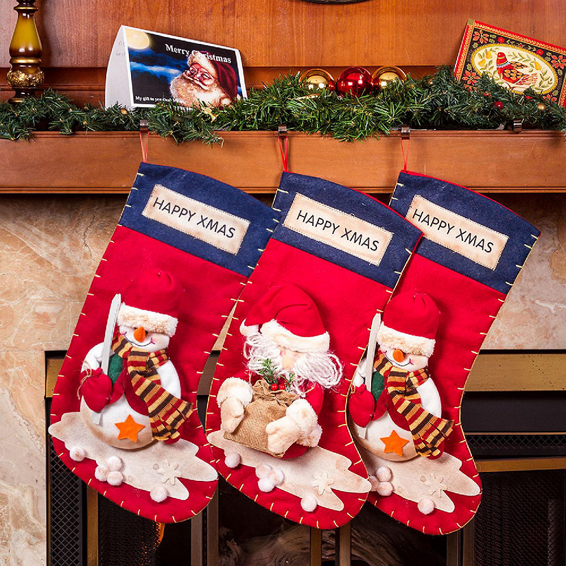 Lexi Home 3-Piece Christmas 3D Christmas Stockings Image