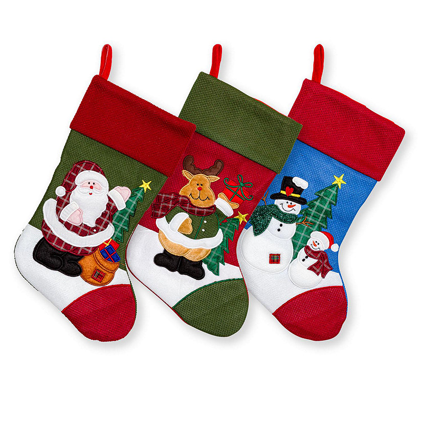 Lexi Home 3-Piece Embroidered Christmas Stockings Image