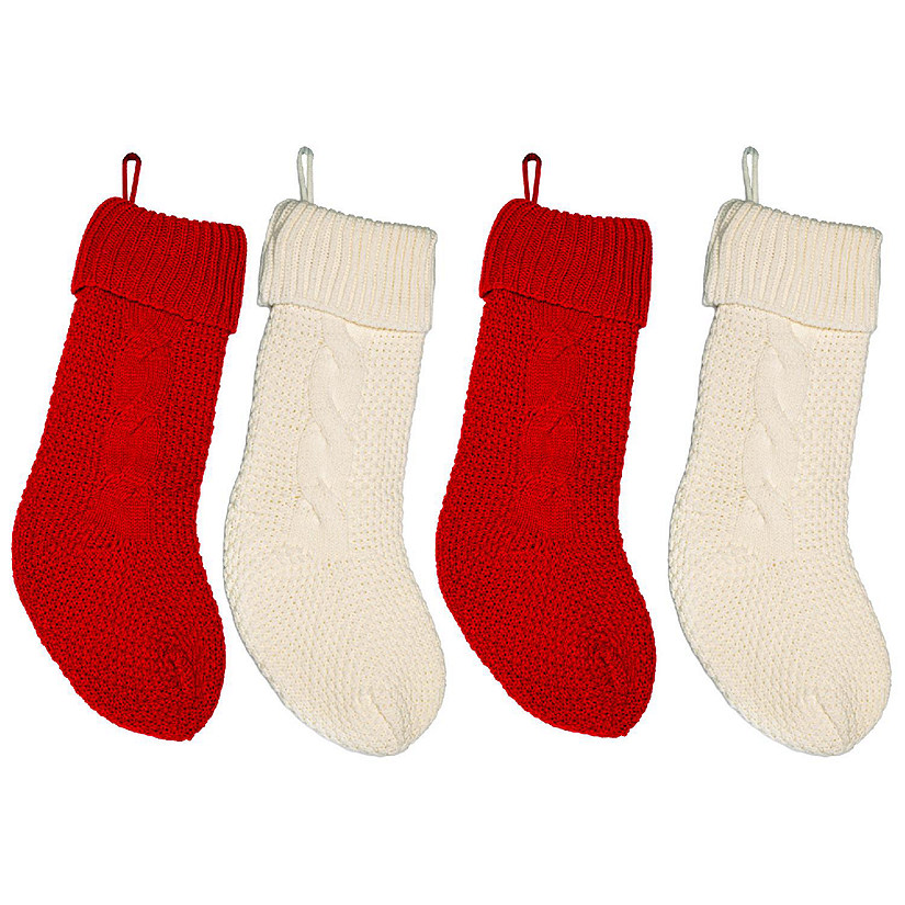 Lexi Home 4-Piece Cable Knit Christmas Stockings Image