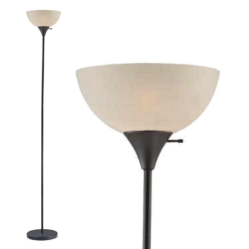 Light Accents - Floor Lamp for Living Rooms - Standing Pole Light - Bright Reading Light with White Shade - (Black) Model 6281-21 Image