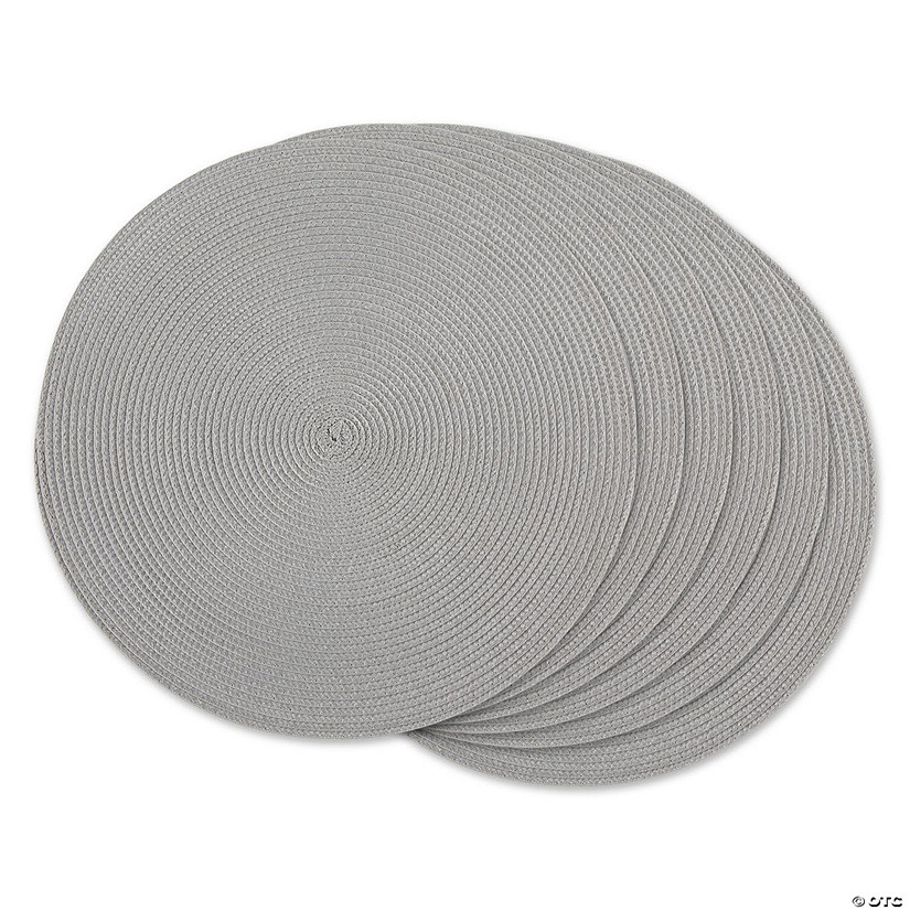 Light Gray Round Pp Woven Placemat (Set Of 6) Image