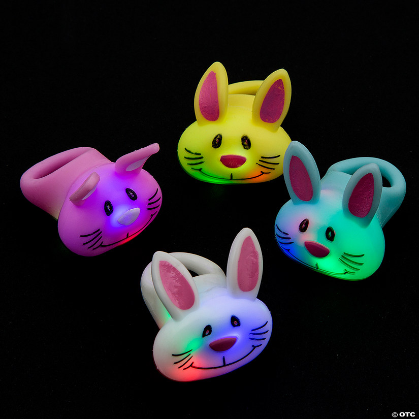 Light-Up Flashing Bunny Rings - 12 Pc. Image