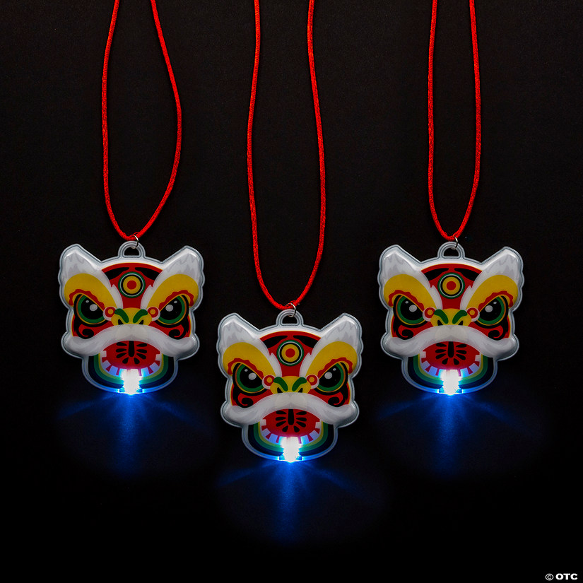Light-Up Lunar New Year Chinese Dragon Necklaces - 12 Pc. Image