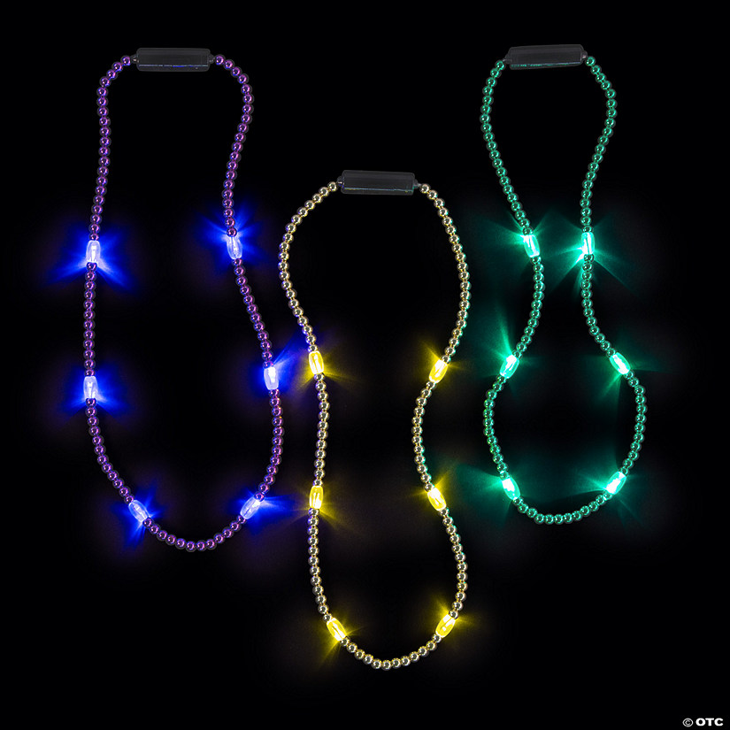 Light-Up Mardi Gras Beaded Necklaces - 6 Pc. Image